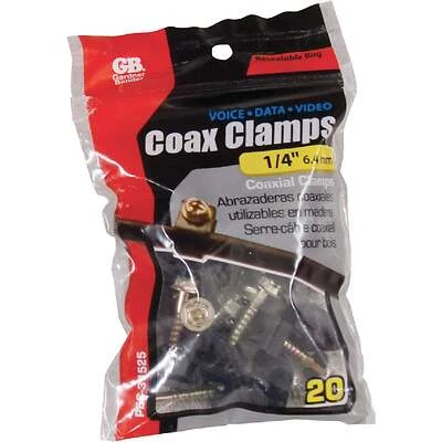 Gardner Bender PEC-31525 Coaxial Cable Clamp, 1/4-In., 20-Pk.