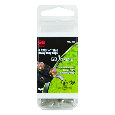 Gardner Bender AML-200 Compression Lug, 6 AWG, 1/4-In. Stud, Copper, 2-Pack