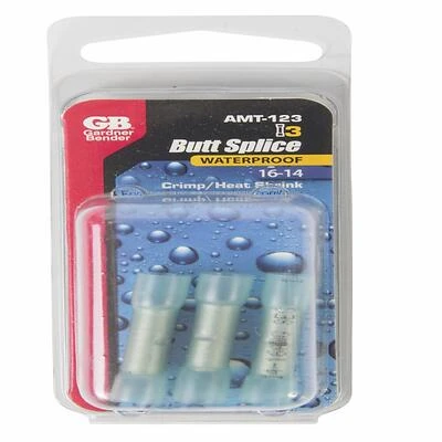 Gardner Bender Xtreme AMT-123 Insulated Butt Splice Connector, 600 V, 16 to 14 AWG Wire, Blue