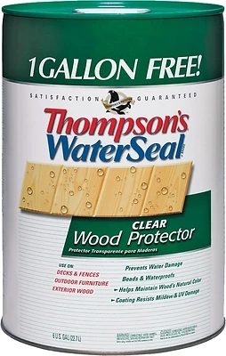 Thompson's WaterSeal TH.090001-06 Wood Protector, Clear, 6-Gallons