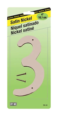 Hy-Ko SN-40/3 House Address Number 3, Zinc, Nickel, 4-In.