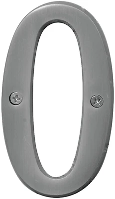 Hy-Ko BR-43SN/0 Prestige House Number Zero, 4 In, Satin Nickel Brass