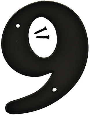 Hy-Ko 30209 House Number 9, Black Plastic, 6-In., Screw-In