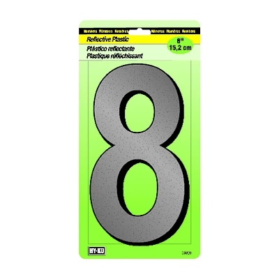 Hy-Ko 30808 House Address Number 8, Reflective Plastic, 6-In.