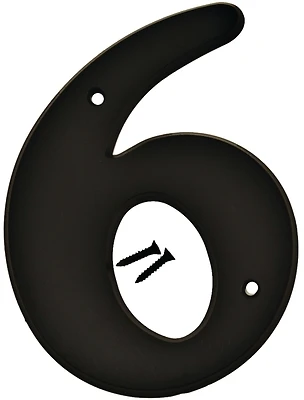 Hy-Ko 30206 House Address Number 6, Black Plastic, Screw-In, 6-In.