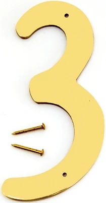 Hy-Ko BR-40/3 House Number 3, Brass, 4-In.