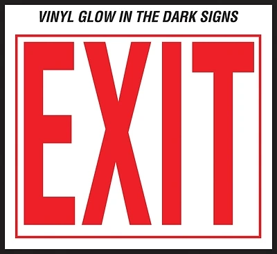 Hy-Ko EE-3 Glow-in-the-Dark Vinyl Exit Sign, 10 In. W x 12 In. H