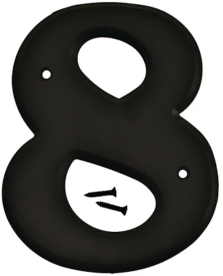 Hy-Ko 30208 House Number 8, Black Plastic, Screw-In, 6-In