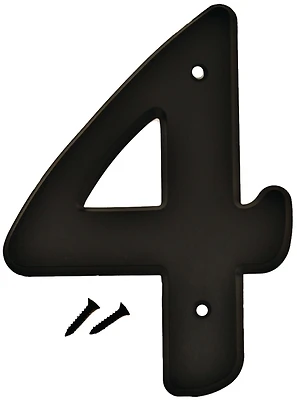 Hy-Ko 30204 House Address Number 4, Black Plastic, Screw-In, 6-In.