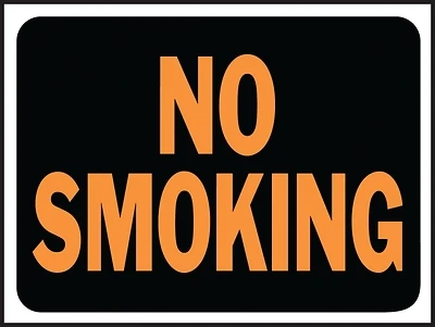 Hy-Ko 3013 No Smoking Sign, Fluorescent Orange/Black Plastic, 9 x 12-In.