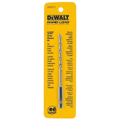 5/32 In. X 5 In. Carbide Tipped Rotary Masonry Drill Bit With Hex Shank