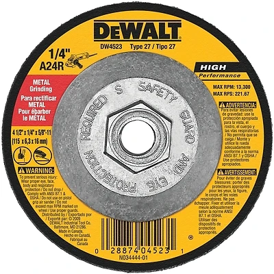 General-Purpose Metal-Grinding Wheel, 4-1/2 In.
