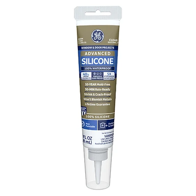 Advanced Silicone 2 Window & Door Sealant, Clear, 2.8-oz. Squeeze Tube