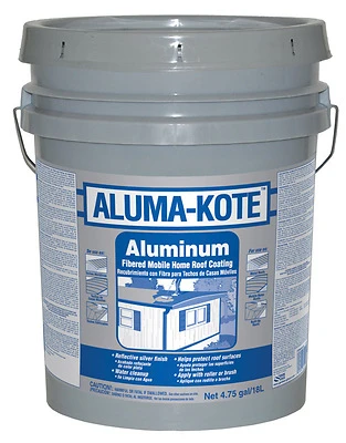 Gardner 6245-GA Aluma-Kote Fibered Aluminum Roof Coating, Silver, 4.75-Gallons