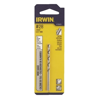 Irwin 81128ZR #28 High Speed Steel Wire Gauge Drill Bit, 2-7/8 In. Length