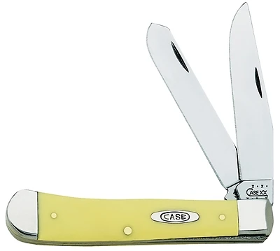Case 00161 Trapper Folding Pocket Knife, 4-1/8 In. Closed, Yellow Handle