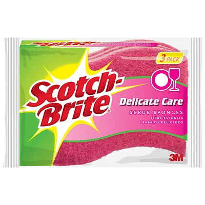 Scotch-Brite DD-3-8 Gentle Clean Scrub Sponge, Pink, 3-Pk.
