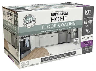 Rust-Oleum 360099 Home Floor Coating Kit, Ultra White Semi-Gloss, 1 Qt. Each