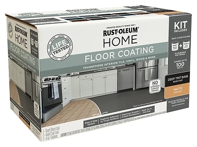 Rust-Oleum 360100 HOME Floor Coating Kit, Deep Matte Finish, 100 Sq Ft