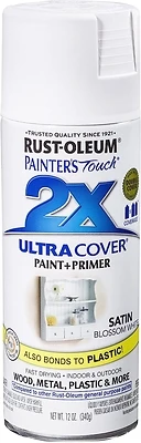 Painter's Touch 2X Spray Paint, Satin Blossom White, 12-oz.