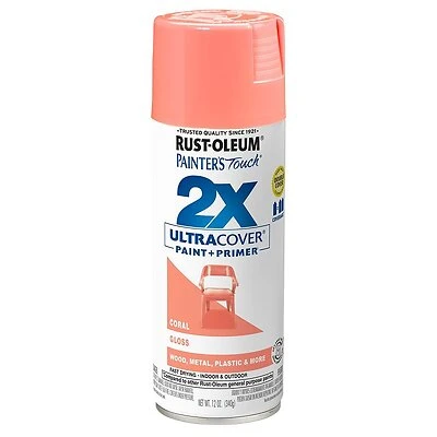 Rust-Oleum 334052 Painter's Touch 2X Spray Paint, Gloss Coral, 12 oz
