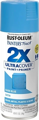 Painter's Touch 2X Spray Paint, Satin Oasis Blue, 12-oz.