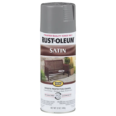 Stops Rust Satin Spray Paint, Coastal Gray, 12 oz.