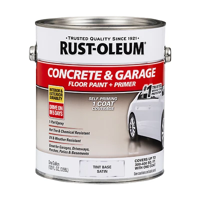 Rust-Oleum 225381 Concrete Floor Paint, Tint Base, Satin, Gallon