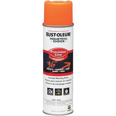 Industrial Choice Precision Line Marking Spray Paint, Fluorescent Orange, 17 oz. Inverted