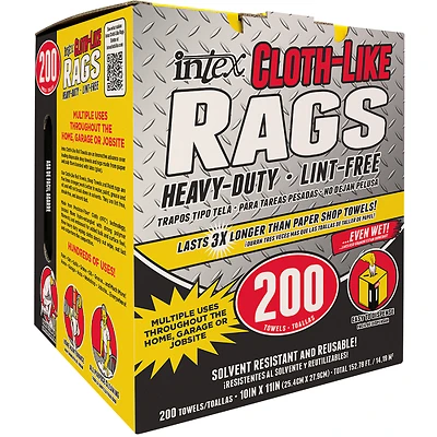 256188 10 x 11 in. Cloth-Like Rags, 200 Count