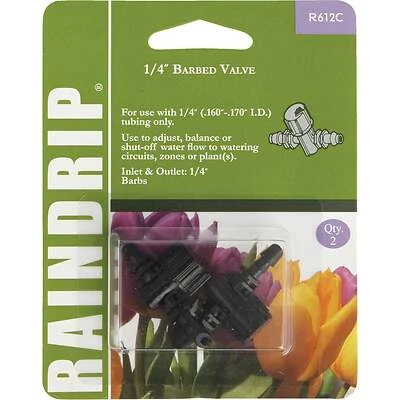 Barbed Inline Valve, 1/4 in., Plastic, 2-Pack