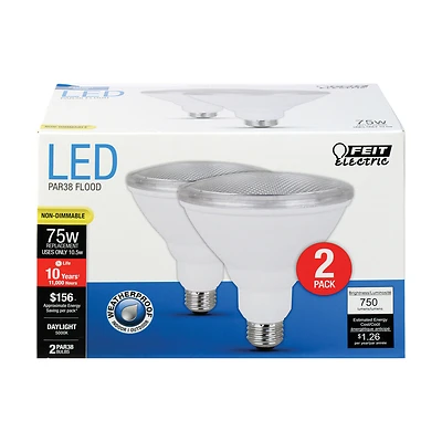 Feit Electric PAR3875/850/10KLED/2 LED Light Bulbs, Par38, 10.5-Watts, 2-Pk.