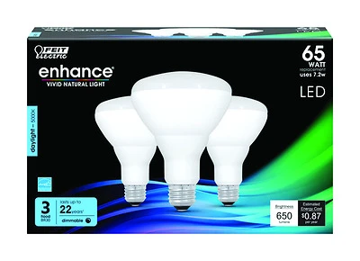 Feit Electric BR30DM/950CA/3 LED Bulb, Daylight, 65W Equivalent, 3-Pk