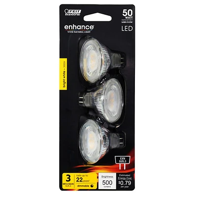 Feit Electric BPEXN/930CA/3 MR16 LED Bulb, GU5.3 Base, 3000K, 6.6W, 3-Pk