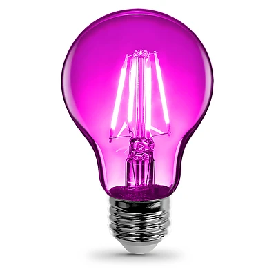 Feit Electric A19/TPK/LED LED Filament Bulb, Pink, 25W Equivalent, Dimmable