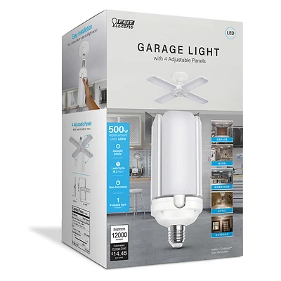 Feit Electric ADJ12000/5K/LED LED Bulb, Foldable, Panel Lamp, 500 W Equivalent, E26 Medium Lamp Base, Non-Dimmable