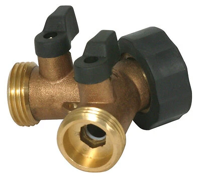 Camco 20123 RV Y-Valve Water Connector, Brass, 60 PSI