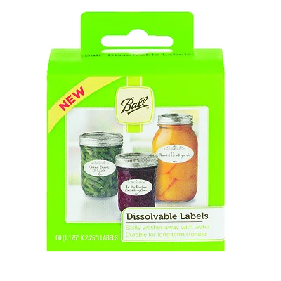Ball 10734 Dissolvable Label, 1.6 in L, 3 in W, Black/White