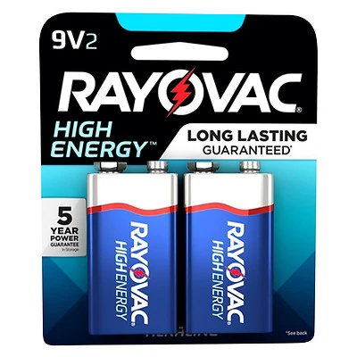 Rayovac HIGH ENERGY A1064-2T Battery, 9 V Battery, Alkaline, Rechargeable: Yes