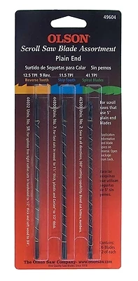 Plain End Scroll Saw Blade Assortment - 36 Piece Set With Reverse, Skip, And Spiral Blades