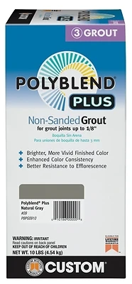 Custom Polyblend Plus PBPG0910 Non-Sanded Grout, Natural Gray, 10 lb Box