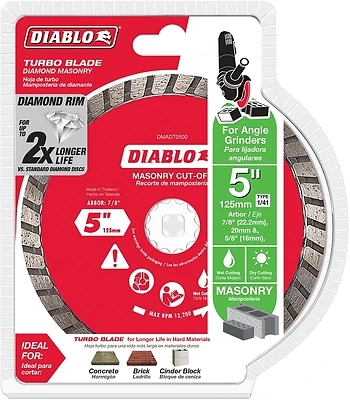 Diamond Turbo Masonry Cut-Off Disc, 5-In.
