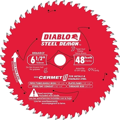 Diablo D0648F Steel Demon 6-1/2 In. 48-Tooth Carbide Circular Saw Blade
