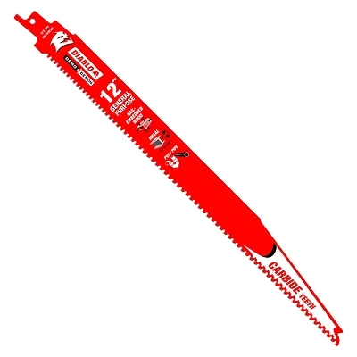 Diablo Demo Demon DS1209CGP10 Reciprocating Saw Blade, 1 in W, 12 in L, 6, 9 TPI, Carbide Cutting Edge