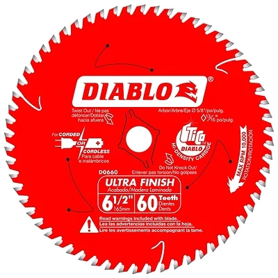 6-1/2 In. 60-tooth Ultra Finish Circular Saw Blade D0660x
