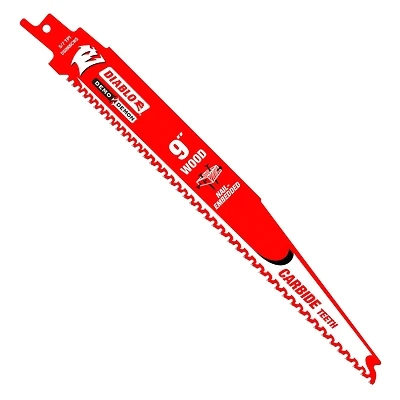 Diablo Demo Demon DS0906CWS10 Reciprocating Saw Blade, Applicable Materials: Clean Wood, 1 in W, 9 in L, 5, 7 TPI, 10/PK