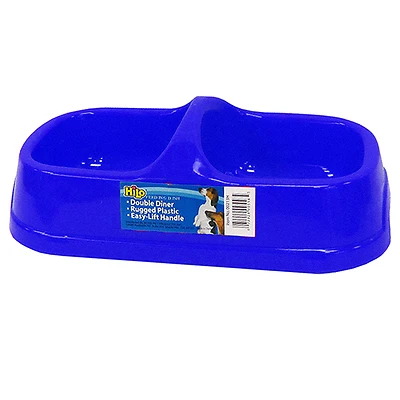 Yellow Plastic Double Pet Feeder, 14 Oz Volume, Model 00213h