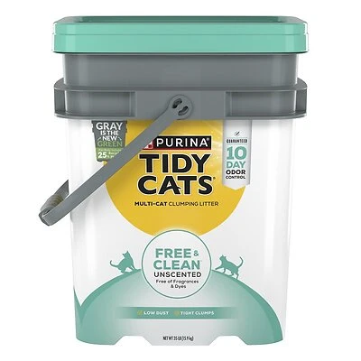 Tidy Cats Free & Clean Unscented Clumping Cat Litter, 35 Lbs. Pail