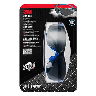 3M Scotchgard 47211H1-VDC Anti-Fog Safety Goggles, Gray Lens, Black/Blue Frame