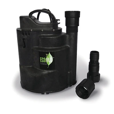 Eco-Flo SUP57 Automatic Submersible Utility Pump, 1/4 HP, 1800 GPH